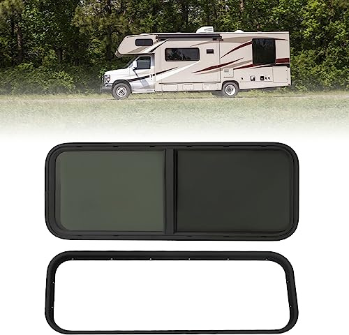 Schiebefenster Wohnwagen Caravan Glas Rechteckig Aluminum Legierung Sliding Window GetöNt Insektenschutz Seiten Wohnmobil Fenster Mit BlechstäRke Universal Camping Campervan Motorhome (100x40cm)