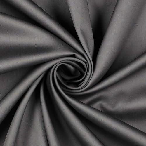 0,5m Baumwoll-Satin Baumwollstoff Satinstoff Meterware unifarben Oeko-Tex zertifiziert, Farbe:grau