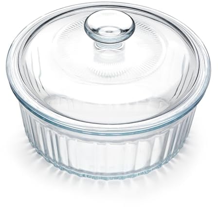 NUTRIUPS 1.6L Rund Auflaufform Glas Mit Deckel, klein, (19.3×19.3×13cm) Borosilikatglas, Auflaufform Mit Deckel Ofenfest