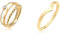 Elli Ring Damen Set Solitär Basic Gedreht mit Kristall in 925 Sterling Silber & Ring Damen V-Form Stacking Trend in 925 Sterling Silber Vergoldet