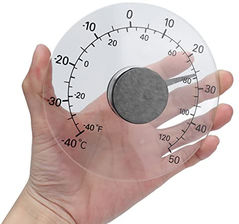 TOWEBOORY Außenthermometer Fensterscheibe, Fensterthermometer Transparent Wasserdicht Doppelskala -40°C - 50°C / -40°F - 120°F für Zuhause, Büro, Terrasse, Feld, Keller, Garten