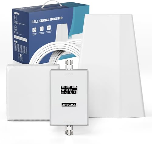ANYCALL Amplificador Señal Movil para Banda 3/7, Amplificador de Cobertura Movil para Casa Oficina, 4G LTE 3G gsm Amplificador Cobertura Movil para Movistar Orange Vodafone Más Yoigo, Pantalla Táctil