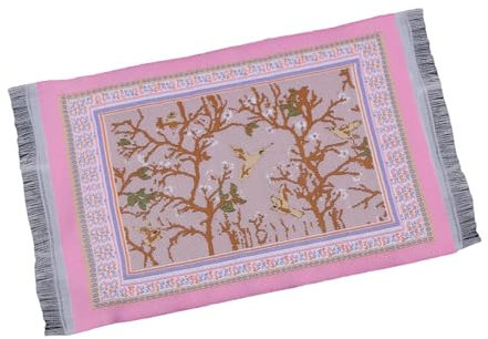 Fenteer 1:6 1:12 Gewebter Teppich, Bodenteppich Mikrolandschaft, Mini-Türkische Matte, Puppenhaus-Bodenbelag für Wohnzimmerornamente, ROSA