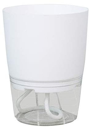 Bkazwe Blumentopf Selbstbewässernd mit DrainageDochtseil für Innen- ünd Außenbereich, Garten oder Fenstern Kräutertopf mit Selbstbewässerung ünd Wasserspeicher Transparent (I, 5.71X3.94X7.48inch)