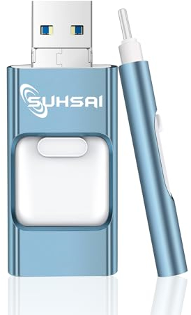 SUHSAI 4-in-1 USB Stick 512GB, USB 3.0 Stick, Speicherstick, Hochgeschwindigkeits-Pen-Laufwerk, Thumb Drive, Photo Stick Speed-Laufwerk für PC, Laptop, iPad, Android, Tablet (Himmelblau)