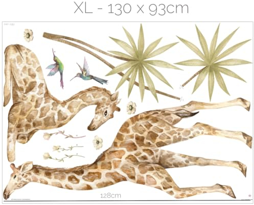 Mica-Mica Safari Wandtattoo für Kinderzimmer, Wanddeko, Wandsticker (X-Large, Giraffe)