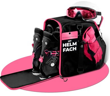 STYNGARD ISCHGL Sac à Patins à Glace pour Homme et Femme avec Compartiment pour Casque [40 l] – Sac pour Patins à Glace avec Espace de Rangement supplémentaire - Modèle Ischgl (Noir-Rose)