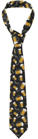 IFHSIGoe Cravate fantaisie pour homme avec tête de mort et verre de bière pour homme, pour mariage, travail, vacances, fête, cadeaux, Chope à bière, taille unique