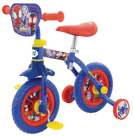 Spidey & His Amazing Friends 2-in-1-Trainingsfahrrad für Kinder, 25,4 cm verstellbar, für Kinder ab 2 Jahren, abnehmbare Pedale und Stabilisatoren