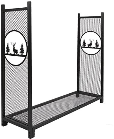 JDSHFEN Einfach mit Netz Eisen schwarz Bodenbelag Brennholz Regal Holz Brennholz Lagerung Teiler Home Benutzer，