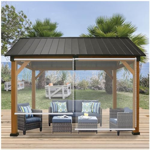 Outdoor Waterproof Transparent PVC Roller Blinds for Garden Pergola Gazebo 65x130cm/25.6 * 51.2in