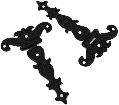 Scharniere, 2 Stück robuste Torscharniere for Holz- und Metallzäune, Türen, Schränke, Scheunenschuppen-Türscharniere, Retro-Schwarz-Hardware-Kit