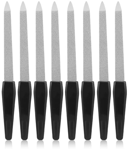 8 Nagelfeilen, Kunststoffgriff, schwertförmige Nagelfeilen, doppelseitige Nagelfeilen, geeignet für Naturnägel, Fingernägel, Zehennägel