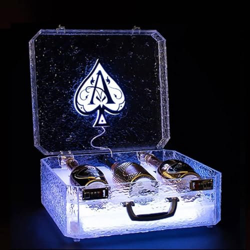 3 Flaschen Wiederaufladbare Led-Pik-Ace-Glorifier-Box, Champagnerflaschen-Tragetasche FüR Nachtclub-Party-Lounge-Bar, Schnapsflaschen-Displayregal, Bar-Flaschendisplay