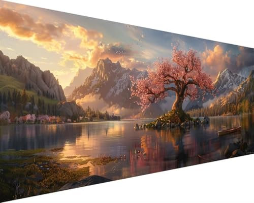 Malen Nach Zahlen Landschaft, Malen Nach Zahlen Erwachsene Baum Acrylmalerei Set, DIY Rahmenlos Malen Nach Zahlen Kinder ab 10 Jahre Mädchen Kunsthandwerk Geschenk für Wand Zimmer Deko 90x180cm 4-3