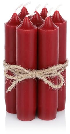 Nordstern Stabkerzen Rot 6er Pack - Kleine Kerzen für Kerzenhalter, Adventskranz oder als Baumkerze - Ideale Tisch Deko für Hochzeit oder Weihnachten - 11 x 2,2 cm