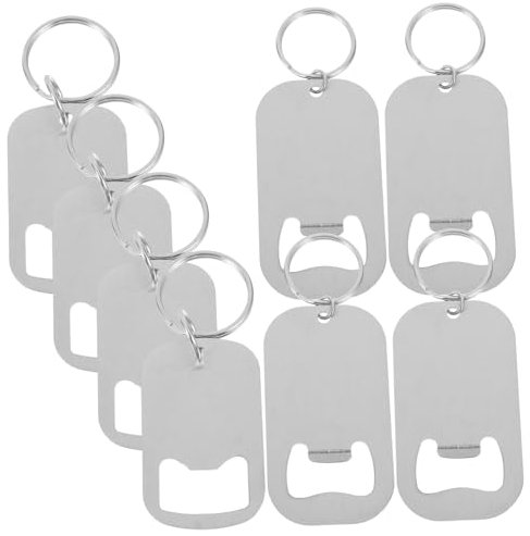 OFFSCH 8pcs Metal Lid Opener Keychain for Bottles Flat Bottle Opener Keyring Bulk Cool Designs for Father Day Beer