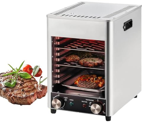 Air Fryer + Convection Toaster Oven, Electric Steak Broiler, Kitchen Aid Toaster Oven, Electric Griddle, Counter Oven, 10 Oven with Bake, Grill, Broil, Stainless Steel,110V