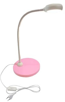 meineWunschleuchte Kinderzimmer Schreibtischlampe Pastellrosé-Grau mit Flexarm, Höhe 43cm
