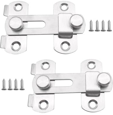 LOZTBUE Verrou de porte rabattable en 2 parties 201 acier inoxydable 51x48mm Languette de fermeture du verrou de porte Verrou coulissant, argent, dessin d'achat