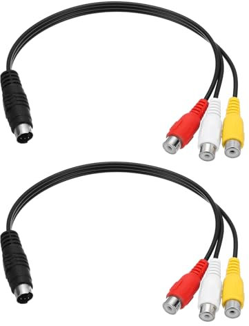sourcing map 2PCS S Video Cable 0.9ft, 4 Pin S-Video Male to 3 RCA Female Composite Adapter Converter Transfer for TV Receiver Monitor
