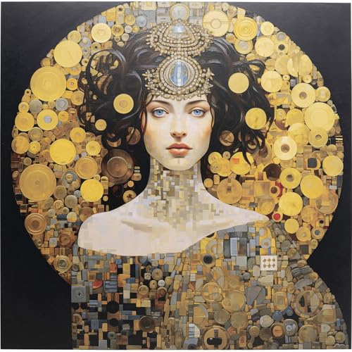 Kare Design Glasbild Art Nouveau Lady 3D, mehrfarbig, 120x120 cm, nostalgisches Frauenmotiv, Sicherheitsglas, Art Deco, Wohnzimmer