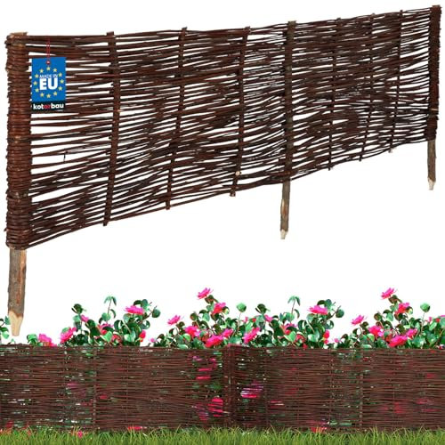 KOTARBAU® Beetbegrenzung Weidenzaun 120 x 40 cm Zaun Beeteinfassung Beet Beetumrandung Steckzaun Rasenkante Weide Beeteinfassung Gartenzaun Zum Stecken Flexible Weidengeflecht