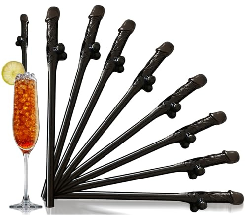 Strohhalme JGA,24 Stück Schwarz Witziges Penis Trinkhalme Bachelorette Party Accessoires Frauen Wiederverwendbare Trinkhalme Cocktail Strohhalme Für den Mädelsabend Junggesellenabschiede Geburtstage