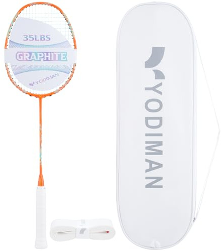 YODIMAN Professional Badminton Racket - Carbon Graphite & Carbon Fibre, Ultra-Light Single Racket for Enhanced Performance