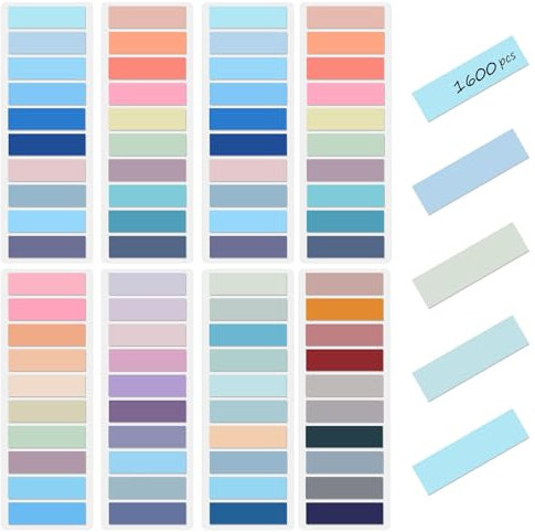 1600 rotuladores adhesivos, 8 juegos de 6 estilos, notas adhesivas transparentes, marcadores de índice, marcadores de página para leer, hacer manualidades, notas adhesivas para marcar y resaltar