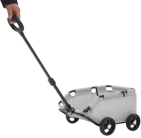 Mini-Hundewagen 7.5kg,86x51x35cm,Pull Rod Length 53-76cm Faltender Gundewagen mit Aufbewahrungstasche Bollerwagen aus Kohlenstoffstahl Haustier-Kinderwagen (Grau)