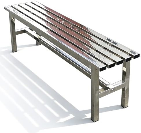 304 Edelstahl Gartenbank Ohne Lehne Wetterfest Terrassenbank 2-Sitzer Parkbank aus Metall bis 300kg Belastbar Gartenmöbel für Balkon Schulen Umkleide Veranda(39.37/100cm)