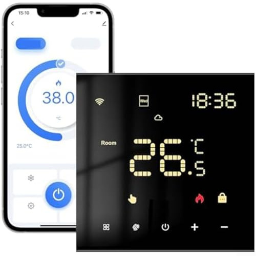 Programmierbares WLAN-Thermostat, kompatibel mit Tuya für intelligente Fußbodenheizung, Gaskessel-Regler, digitaler Temperaturregler (schwarz)