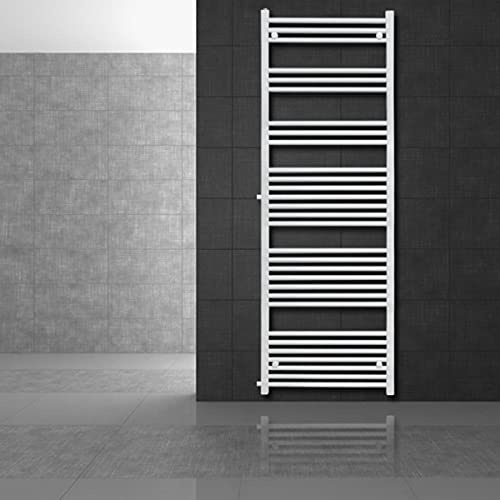 LuxeBath Badheizkörper Austausch 600x1800 mm Weiß mit Thermostatventil Set, Renovierungsheizkörper gerade mit Seitenanschluss, Nabenabstand 900 mm, Handtuchwärmer Handtuchtrockner Handtuchheizkörper