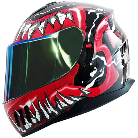 Motorradhelm Integralhelme Retro Motorrad Vollvisierhelm DOTECE Zertifizierter Mit Doppelvisier Sonnenblende Mehrere Lüftungsöffnungen Motorradhelm Integralhelm H,XL:61-62CM