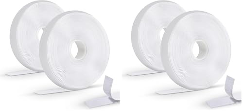 Oderra Bande Adhésive Double Face Extra Forte - 8m x 2cm Scratch Autocollant pour Fixation Sans Percer Tableau, Cadre Photo, Fenêtre, Moustiquaire - Rouleau Autocollant Réutilisable, 2 Pièces Blanc
