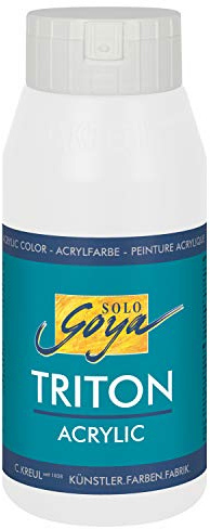 KREUL 17033 - Solo Goya Triton Acrylfarbe mischweiß, 750 ml Flasche, schnell und matt trocknend, Farbe auf Wasserbasis, in Studioqualität, vielseitig einsetzbar, gut deckend und ergiebig