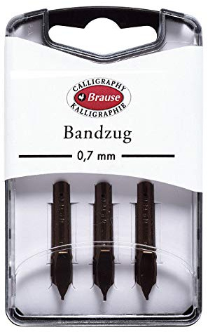 Brause 318007B - Box mit 3 Federn aus Metall, Bandzug 0,7 mm, ideal für Kalligraphie, 1 Box