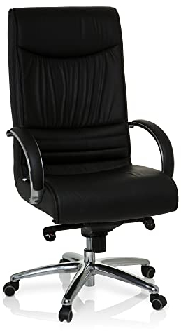 hjh OFFICE 600953 Chefsessel XXL F 400 Leder Schwarz, Bürostuhl bis 150 kg belastbar, gepolstert