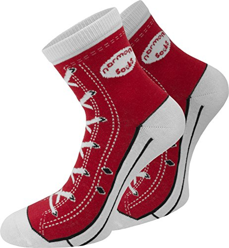 normani 4 Paar Baumwoll Socken - Lustige Strümpfe für Damen, Herren und Kinder im Schuh-Design Farbe Rot Größe 39/42