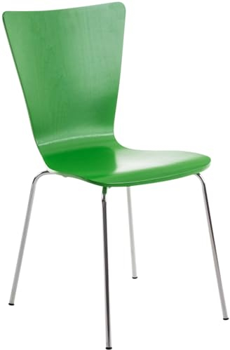 CLP Stapelstuhl Aaron I Ergonomisch Geformter Konferenzstuhl Mit Holzsitz I Platzsparender Besucherstuhl Mit Bodenschonern, Farbe:grün