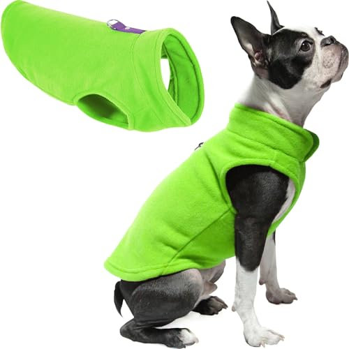 Gooby Fleece-Weste, Hundepullover – Limette, Größe M, Warmer Pullover, Fleece-Hundejacke mit O-Ring-Leine, Winterpullover für kleine Hunde, Jungen oder Mädchen