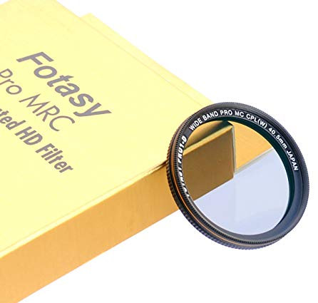 Fotasy 40.5mm Ultra Slim Circular PL Lens Filter, Nano Coatings MRC Multi Resistant Coating Oil Water Scratch, 16 Layers Multi-Coated 40.5mm CPL Filter