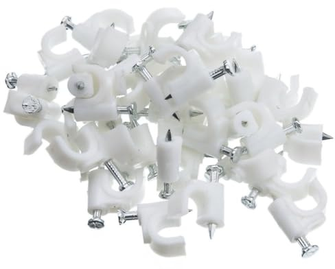 PROFI Kabelhalter & Kabelschellen 16 mm Weiß (500 Stück) – weitere Größen (4-18mm) wählbar – Nagelschellen mit Stahlnagel, Kabelklemmen & Kabelclips