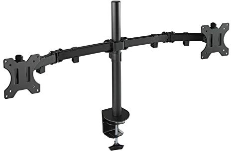 TOOQ DB1232TN-B - Soporte de mesa giratorio, inclinable para 2 monitor/TVs LED/LCD, (13-32, 8kg peso por brazo, altura ajustable hasta 443mm, inclinación +/-45º, giro 180º,VESA 75x75/100x100), negro
