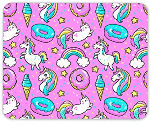 Destination Vinyl Ltd Pink Mouse Mat Pad - Unicorn Donut Cat Doughnut PC Computer #8332