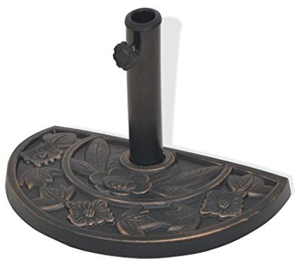 Festnight Sonnenschirmständer Schirmständer Harz und Stahl Sonnenschirmhalter Halbrund 9 kg Bronzefarben