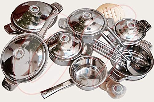 SET BATTERIA DI PENTOLE 23 PEZZI IN ACCIAIO INOX INDUZIONE ANTIADERENTE