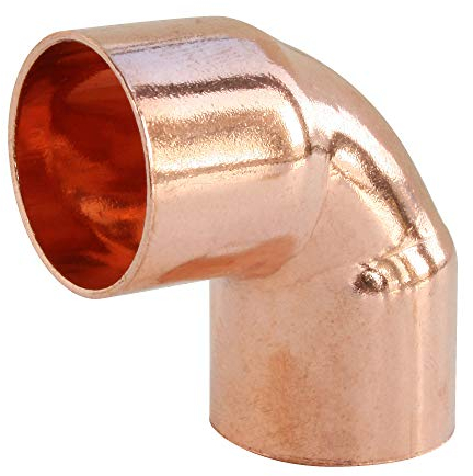 SOMATHERM FOR YOU, Coude 90° en cuivre à souder double femelle Ø22, petit rayon, idéal pour raccordements plomberie, réseaux d'eau sanitaire et chauffage, conforme NF
