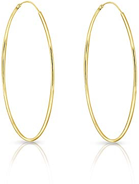 DTPsilver® 925 Sterling Silber Gelb Vergoldet Creolen Ohrringe - Klein/Mittelgroße/Groß - Dicke 1.5 mm - Durchmesser: 60 mm